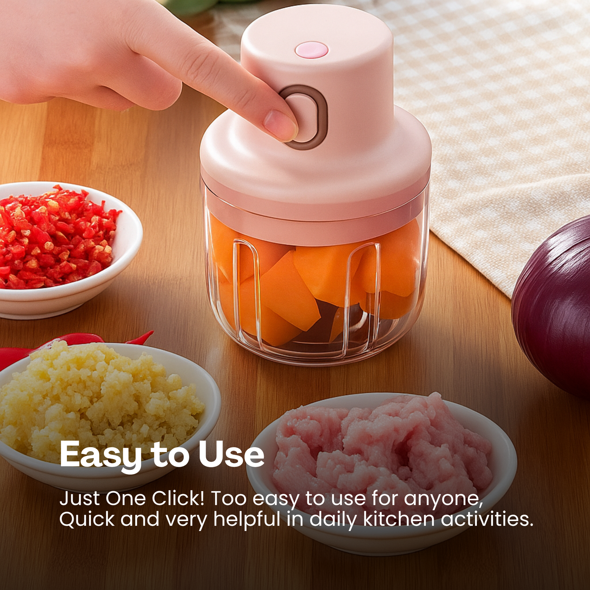 40% OFF - Free Delivery | Electric Mini Food Chopper – 250ml | Quick & Easy Chopping for Garlic, Onion, Veggies & More