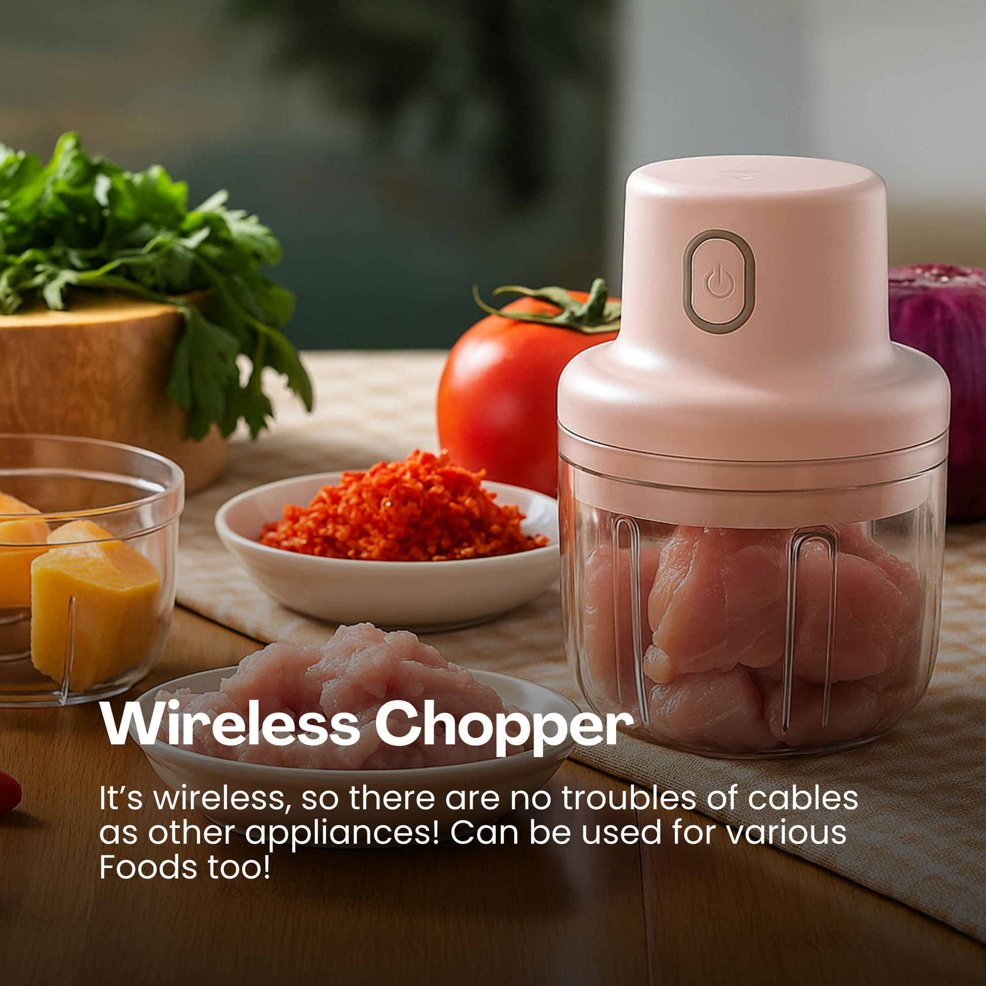 40% OFF - Free Delivery | Electric Mini Food Chopper – 250ml | Quick & Easy Chopping for Garlic, Onion, Veggies & More