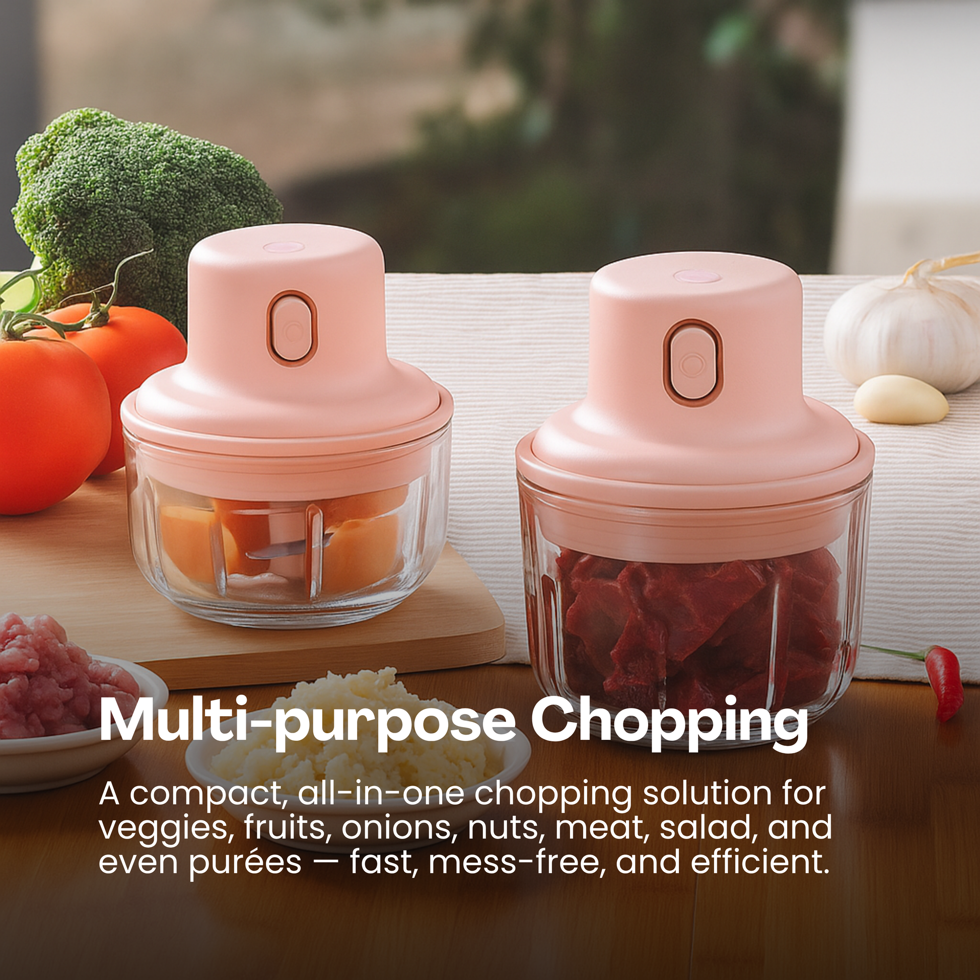 40% OFF - Free Delivery | Electric Mini Food Chopper – 250ml | Quick & Easy Chopping for Garlic, Onion, Veggies & More